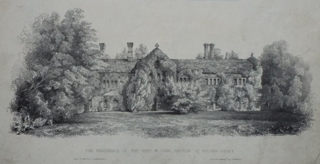 Lithograph - The Residence of Wm. Carr, Rector of Bolton Abbey. - Davis